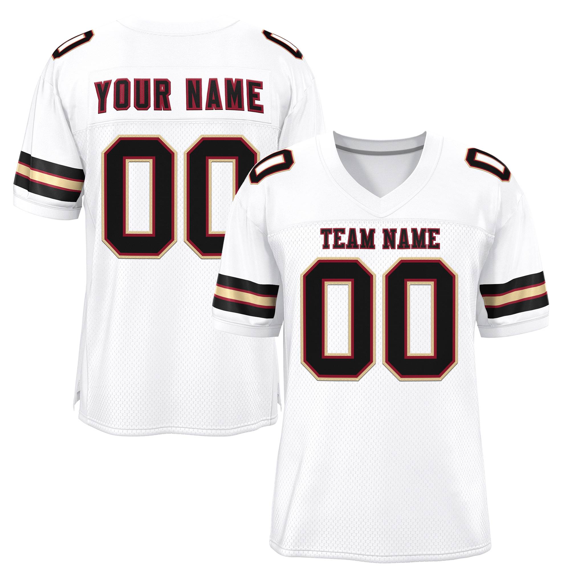 Custom White Black-Gold Classic Style Mesh Authentic American Football Jersey| KXKSHOP