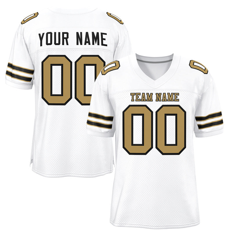 Custom White Old Gold-Black Classic Style Mesh Authentic American Football Jersey| KXKSHOP