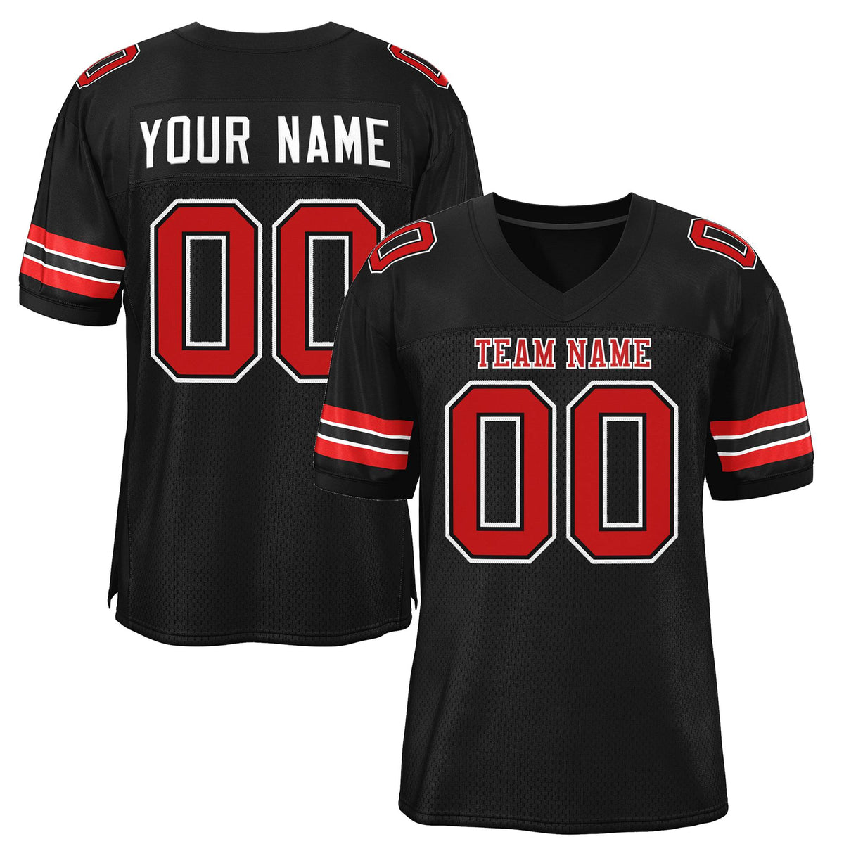 Custom Black Red-White Classic Style Mesh Authentic American Football Jersey| KXKSHOP