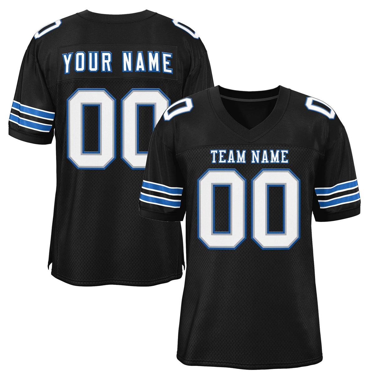 Custom Black White-Panther Blue Classic Style Mesh Authentic American Football Jersey| KXKSHOP