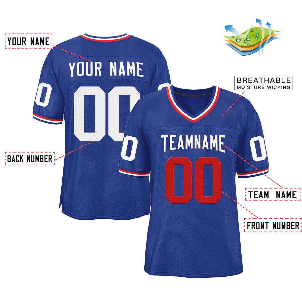 Custom Royal White-Royal Classic Style Authentic American Football Jersey| KXKSHOP