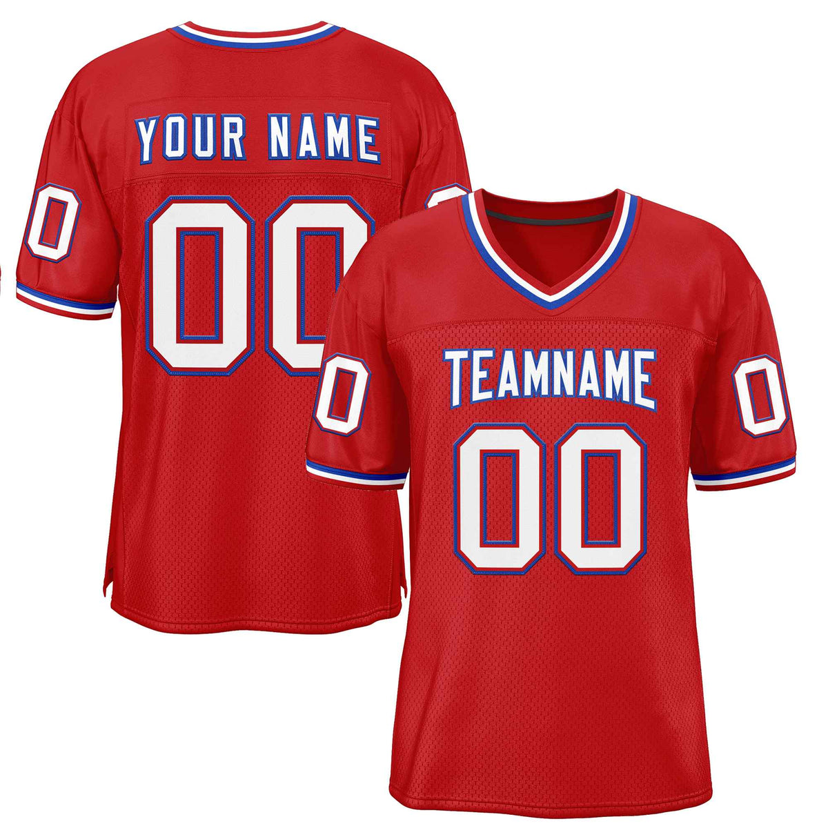 Custom Red White-Royal Classic Style Authentic American Football Jersey| KXKSHOP