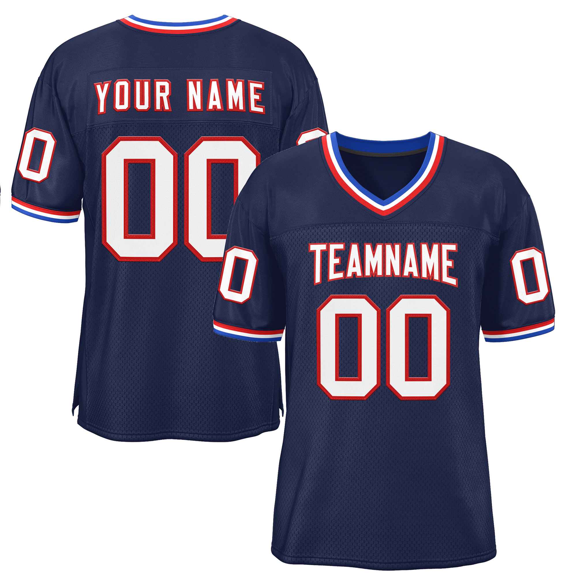 Custom Navy White-Red Classic Style Authentic American Football Jersey| KXKSHOP