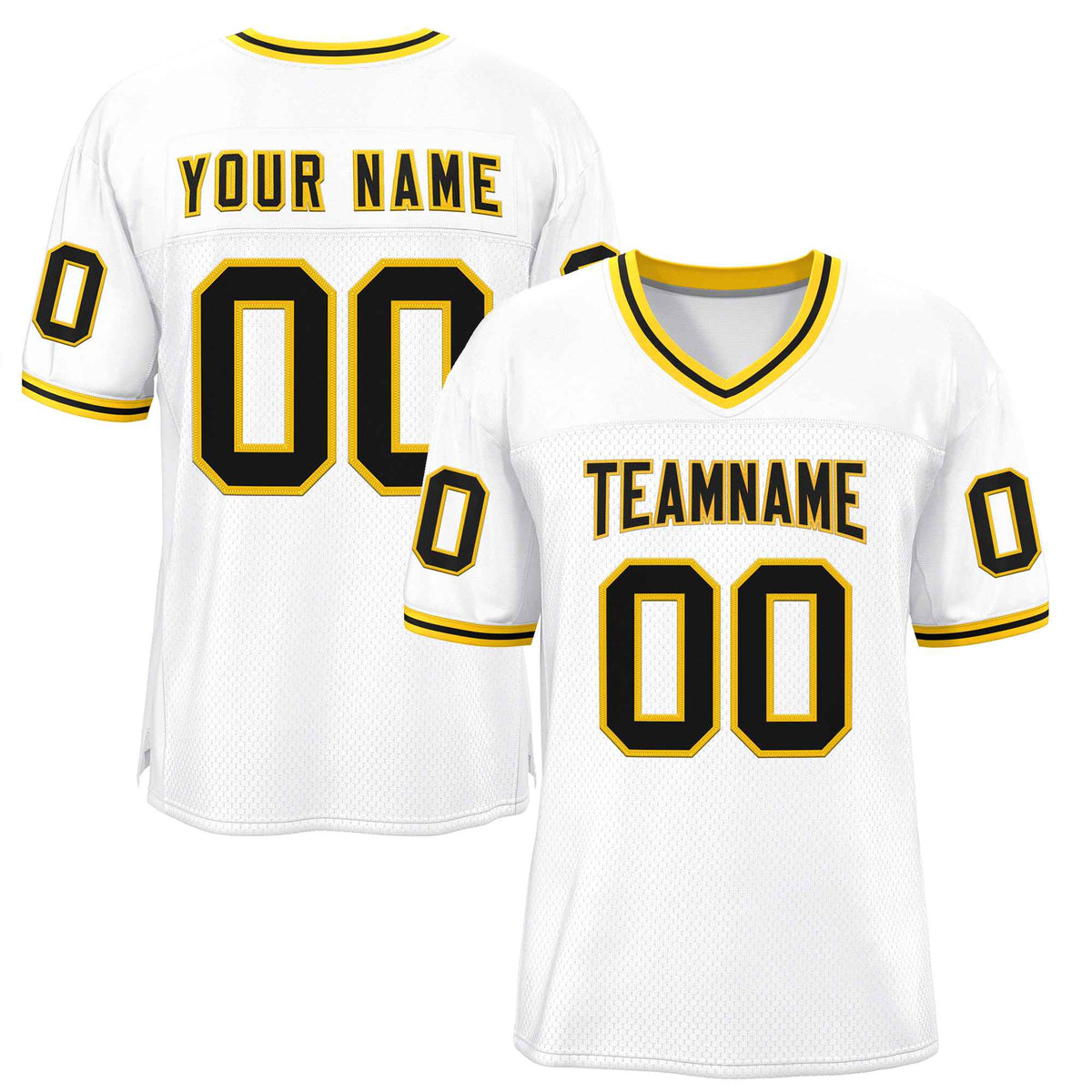 Custom White Black-Gold Classic Style Authentic American Football Jersey| KXKSHOP