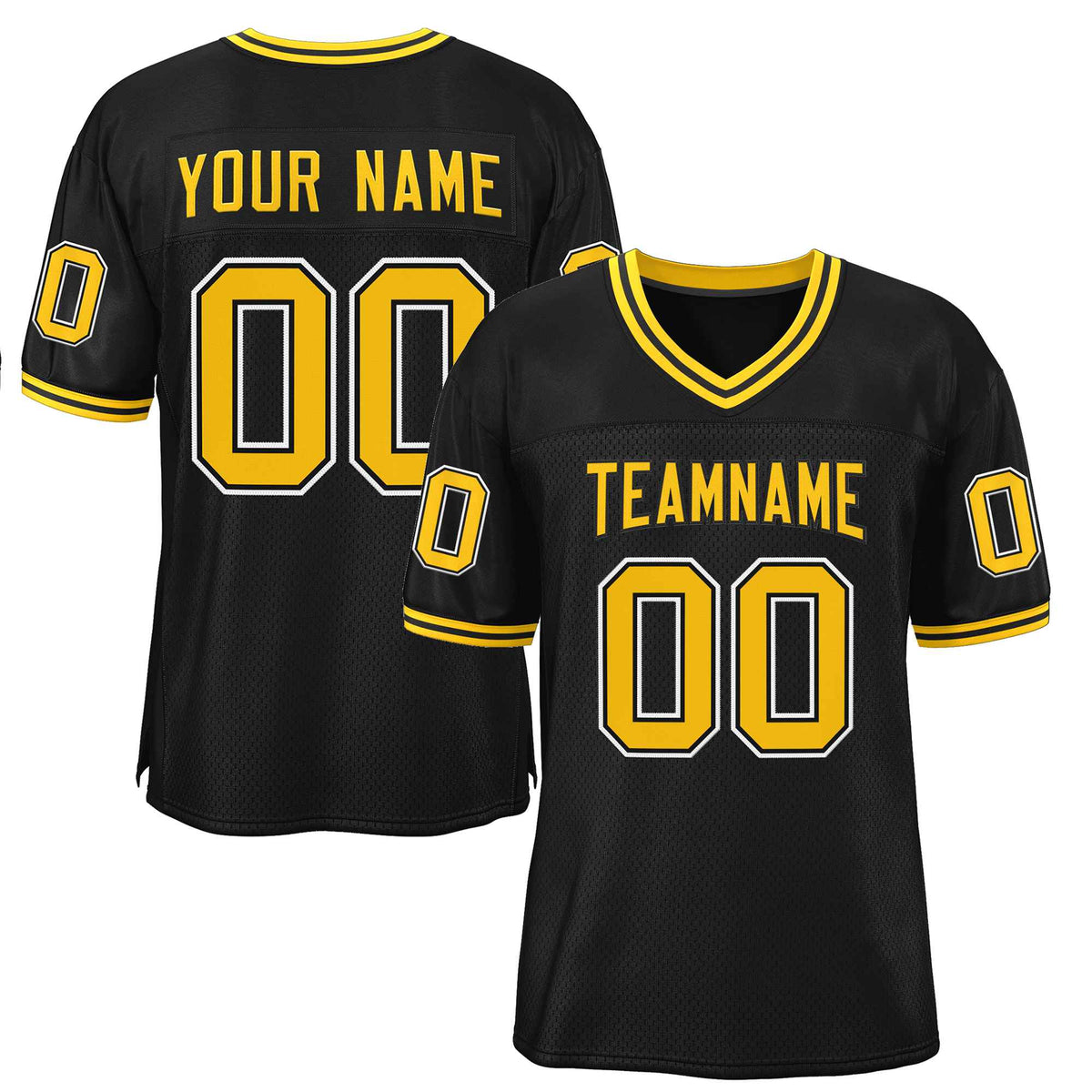 Custom Black Gold-Black Classic Style Authentic American Football Jersey| KXKSHOP