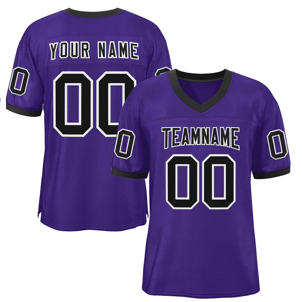 Custom Purple Black-White Classic Style Authentic American Football Jersey| KXKSHOP