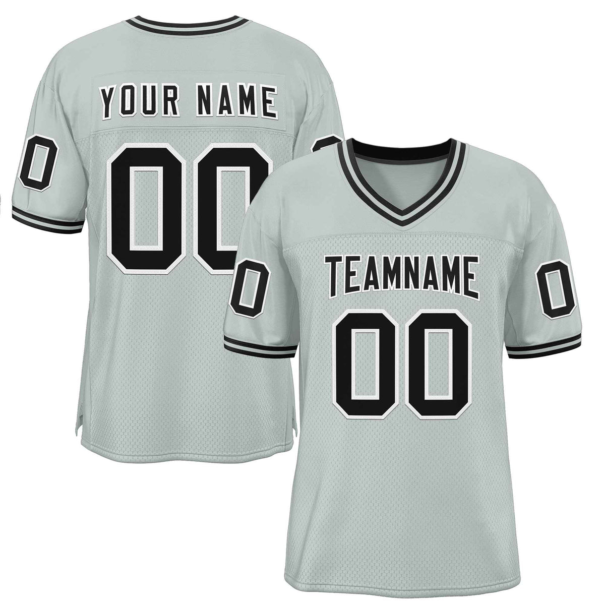 Custom Silver Black-White Classic Style Authentic American Football Jersey| KXKSHOP