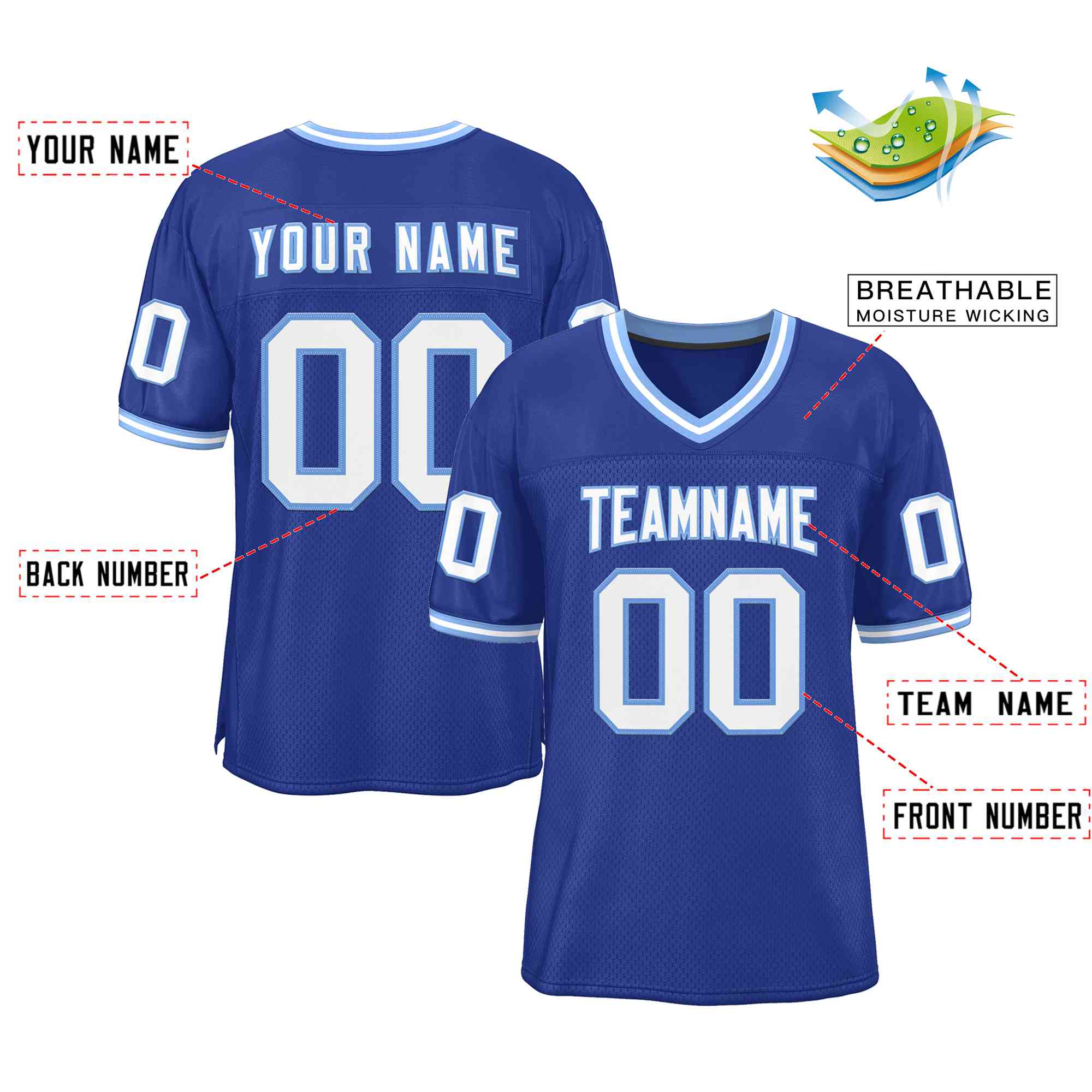 Custom Royal White-Royal Classic Style Authentic American Football Jersey| KXKSHOP
