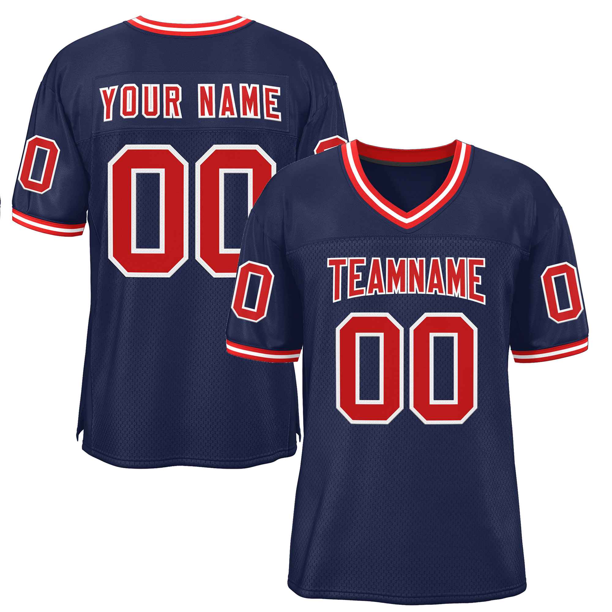 Custom Navy Red-White Classic Style Authentic American Football Jersey| KXKSHOP