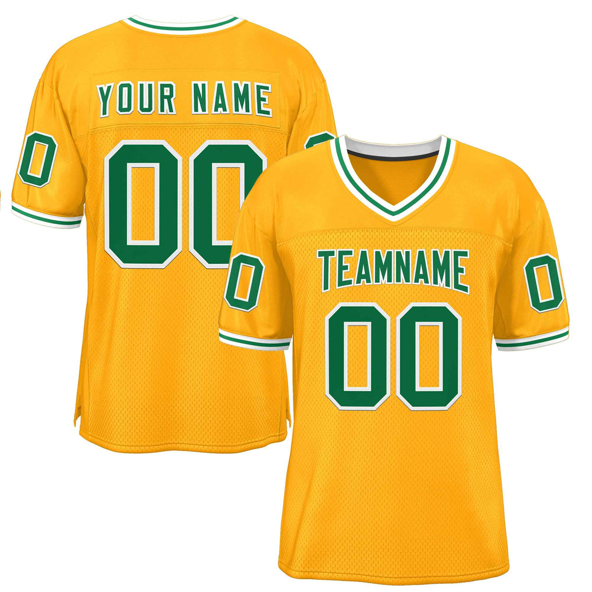 Custom Gold Kelly Green-White Classic Style Authentic American Football Jersey| KXKSHOP