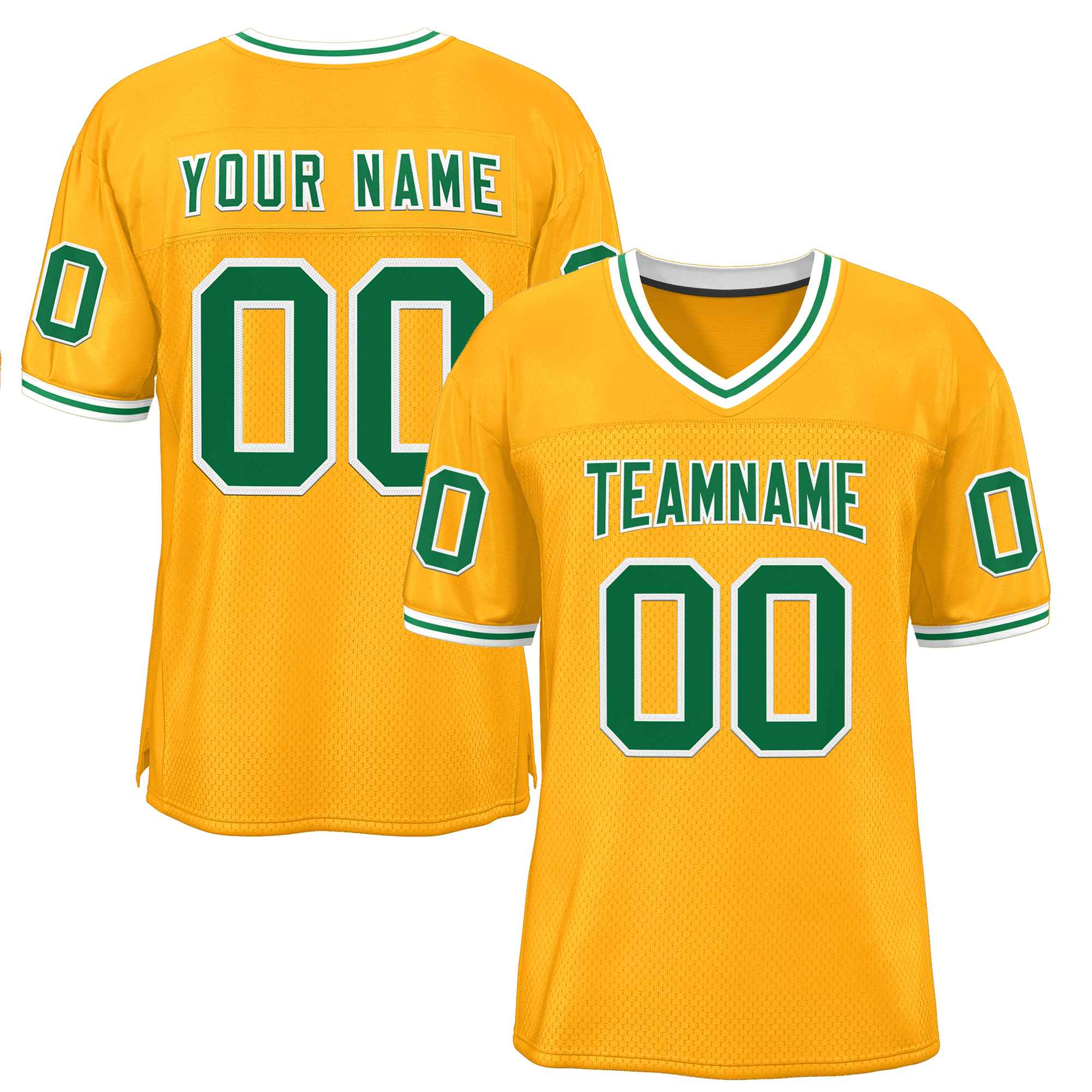 Custom Gold Kelly Green-White Classic Style Authentic American Football Jersey| KXKSHOP