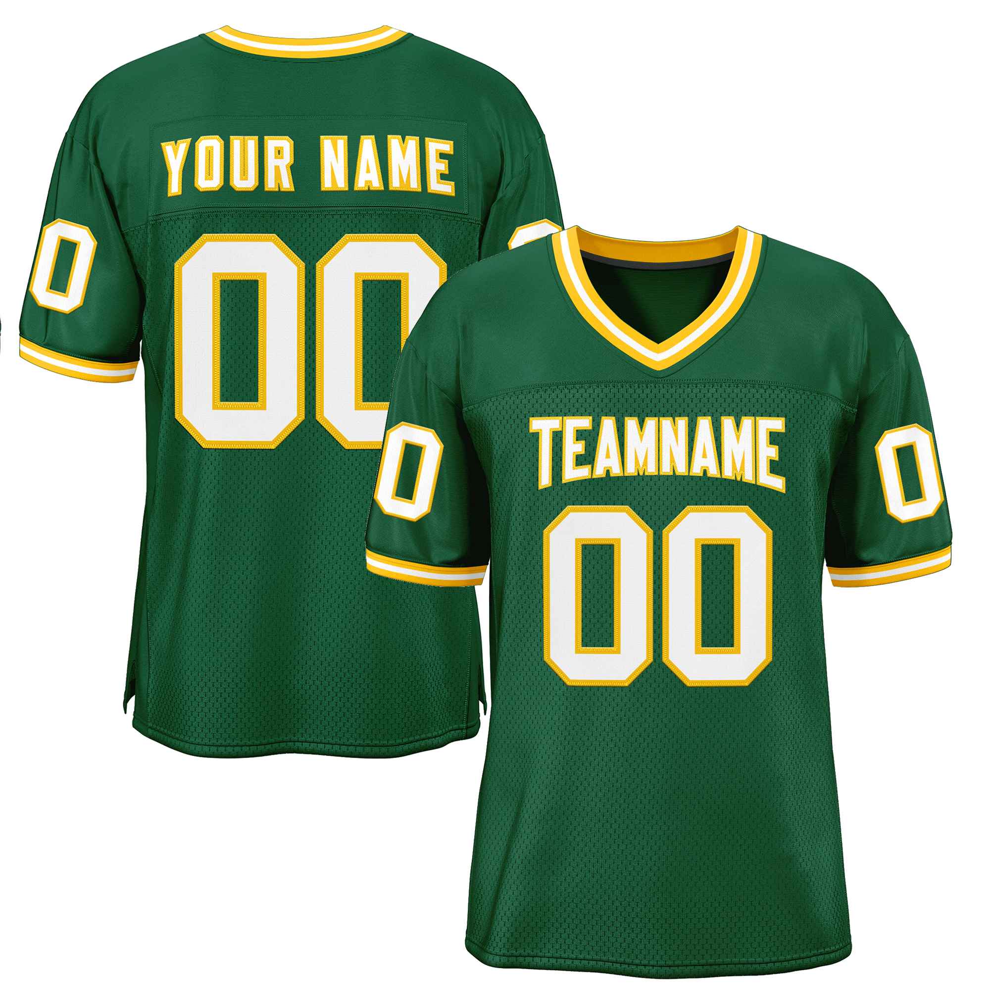 Custom Green White-Gold Classic Style Authentic American Football Jersey| KXKSHOP