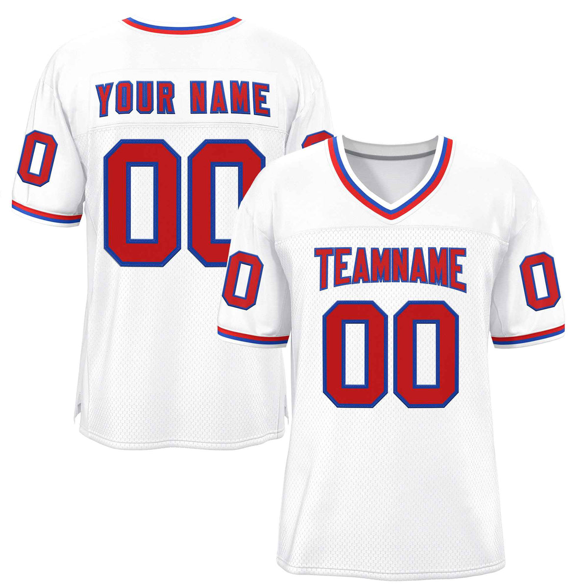 Custom White Red-Royal Classic Style Authentic American Football Jersey| KXKSHOP