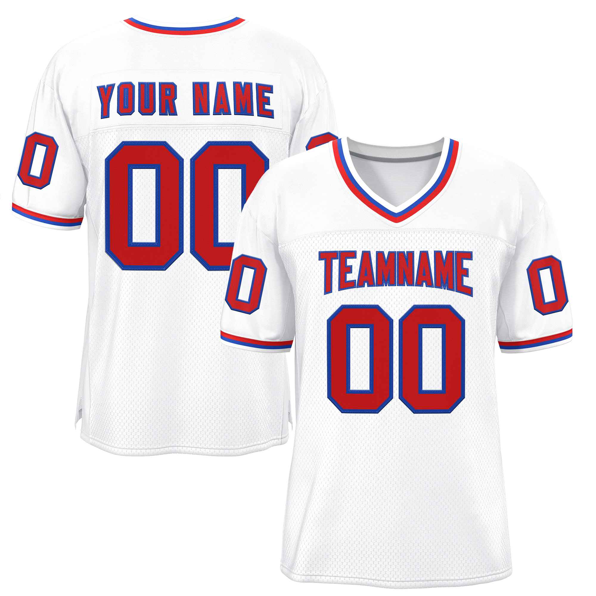Custom White Red-Royal Classic Style Authentic American Football Jersey| KXKSHOP
