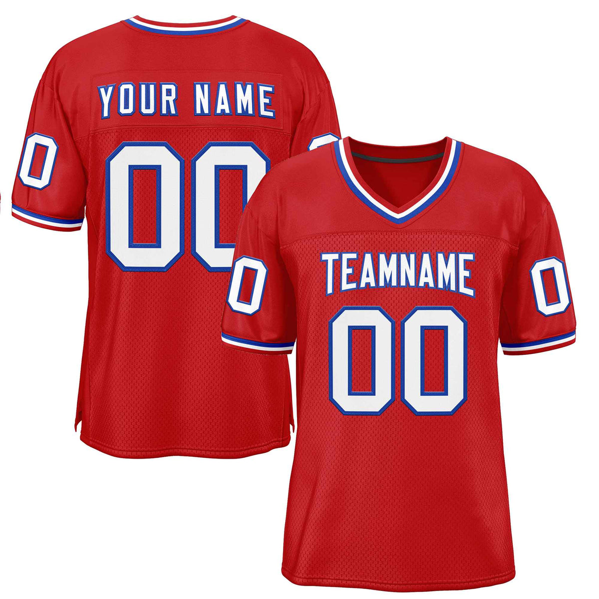 Custom Red White-Royal Classic Style Authentic American Football Jersey| KXKSHOP
