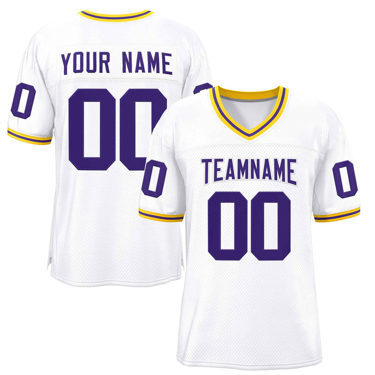 Custom White Purple-White Classic Style Authentic American Football Jersey| KXKSHOP