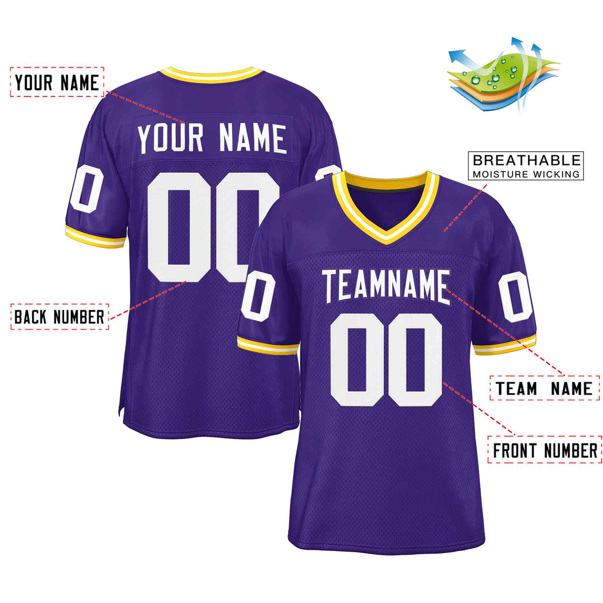 Custom Purple White-Purple Classic Style Authentic American Football Jersey| KXKSHOP