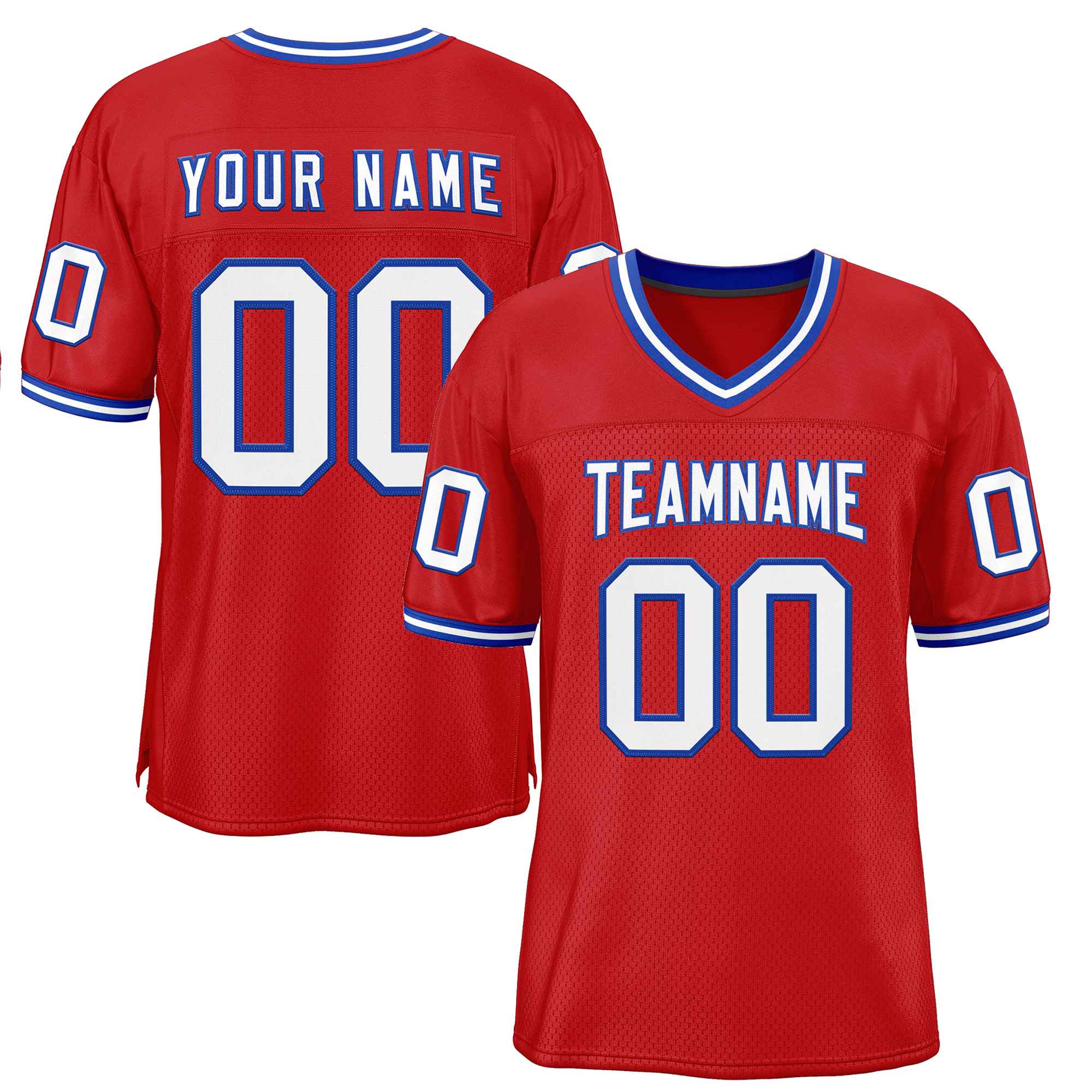 Custom Red White-Royal Classic Style Authentic American Football Jersey| KXKSHOP