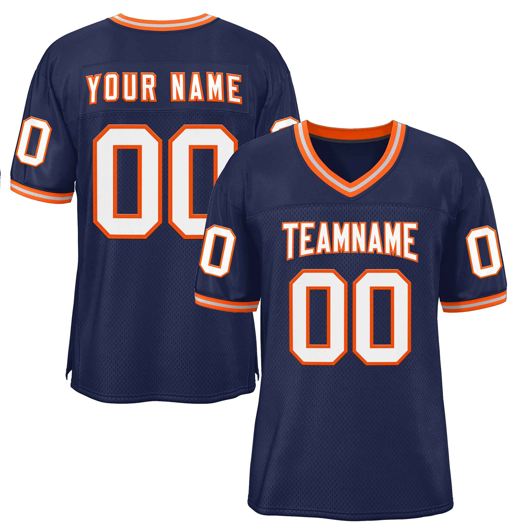Custom Navy White-Orange Classic Style Authentic American Football Jersey| KXKSHOP