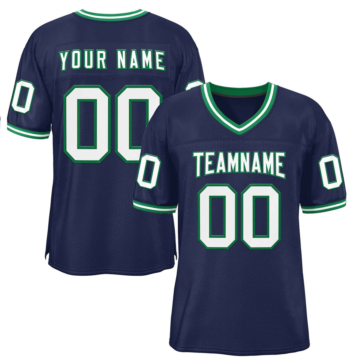 Custom Navy White-Kelly Green Classic Style Authentic American Football Jersey| KXKSHOP