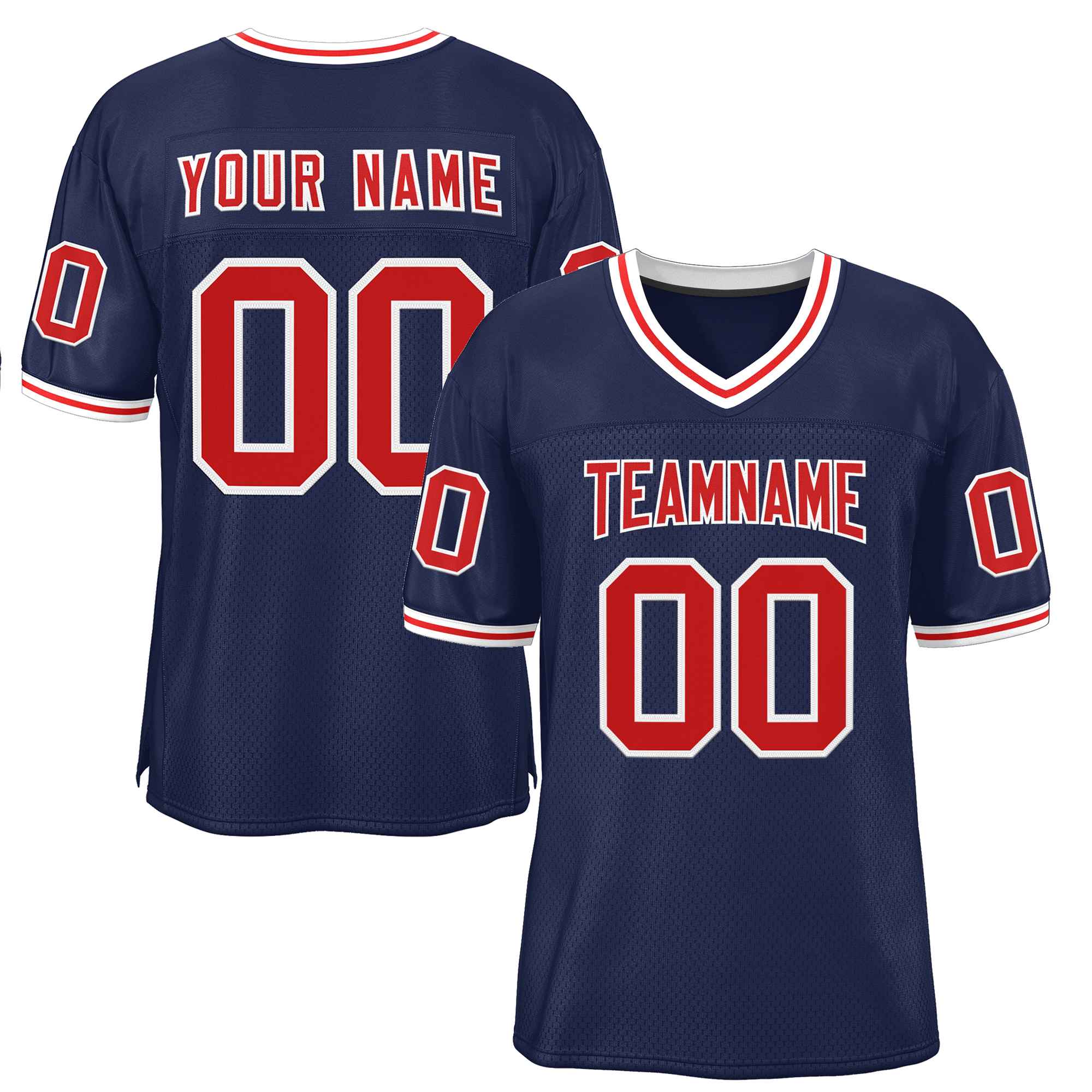 Custom Navy Red-White Classic Style Authentic American Football Jersey| KXKSHOP