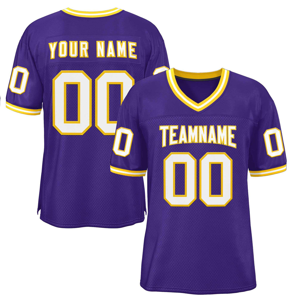 Custom Purple White-Gold Classic Style Authentic American Football Jersey| KXKSHOP