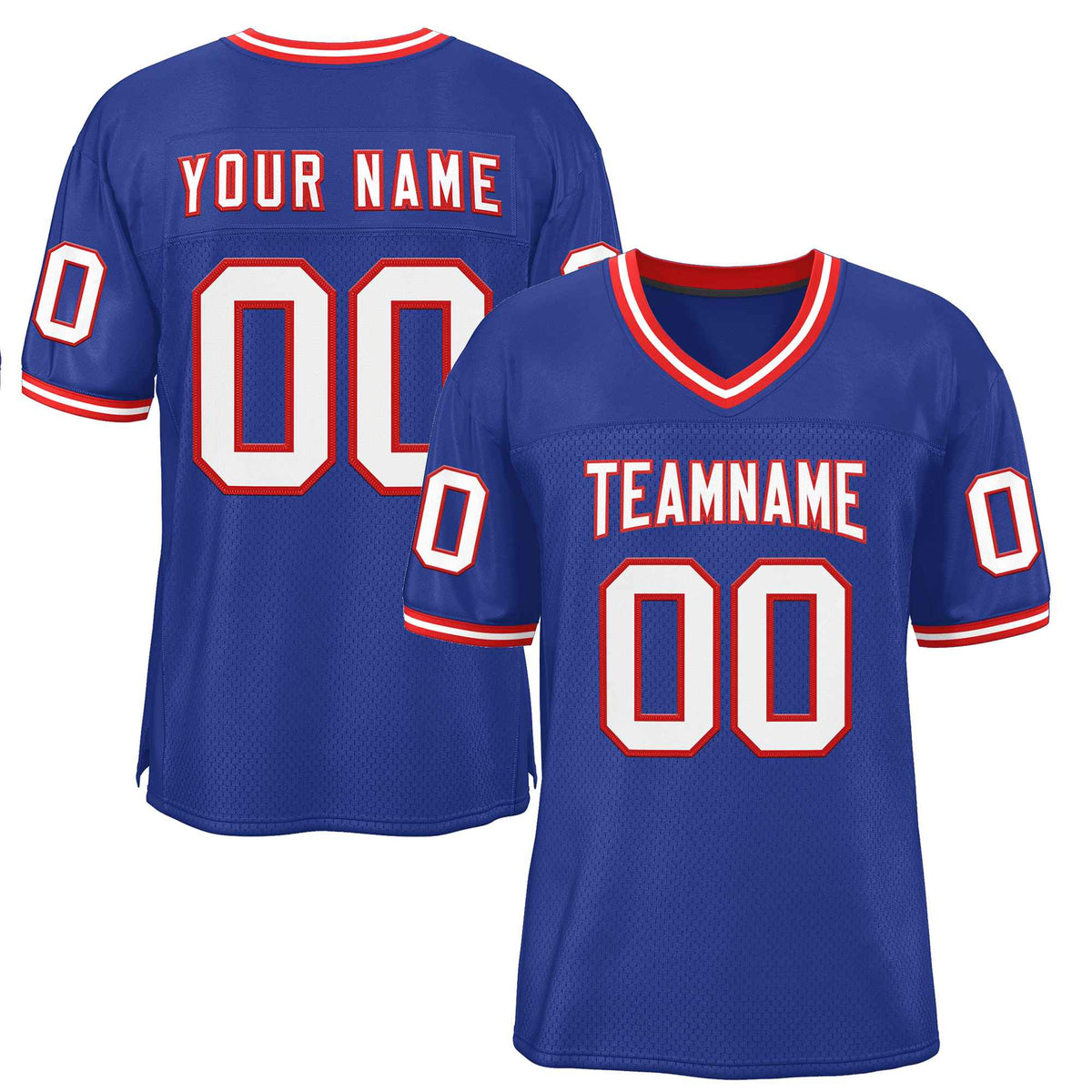 Custom Royal White-Red Classic Style Authentic American Football Jersey| KXKSHOP