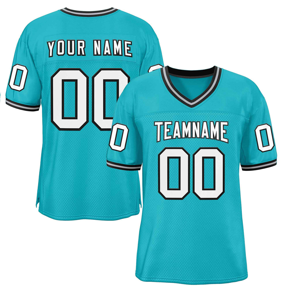 Custom Aqua White-Black Classic Style Authentic American Football Jersey| KXKSHOP