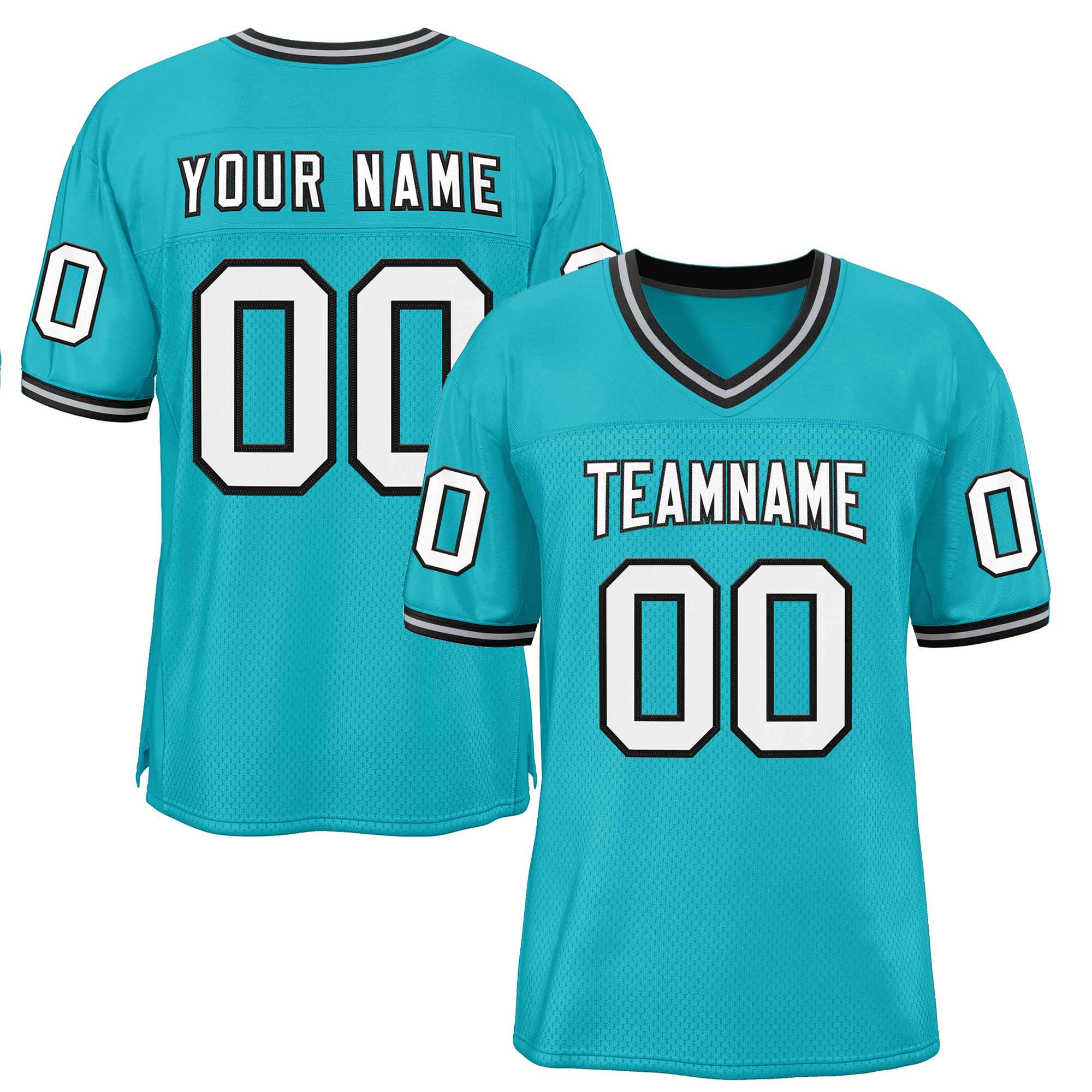 Custom Aqua White-Black Classic Style Authentic American Football Jersey| KXKSHOP