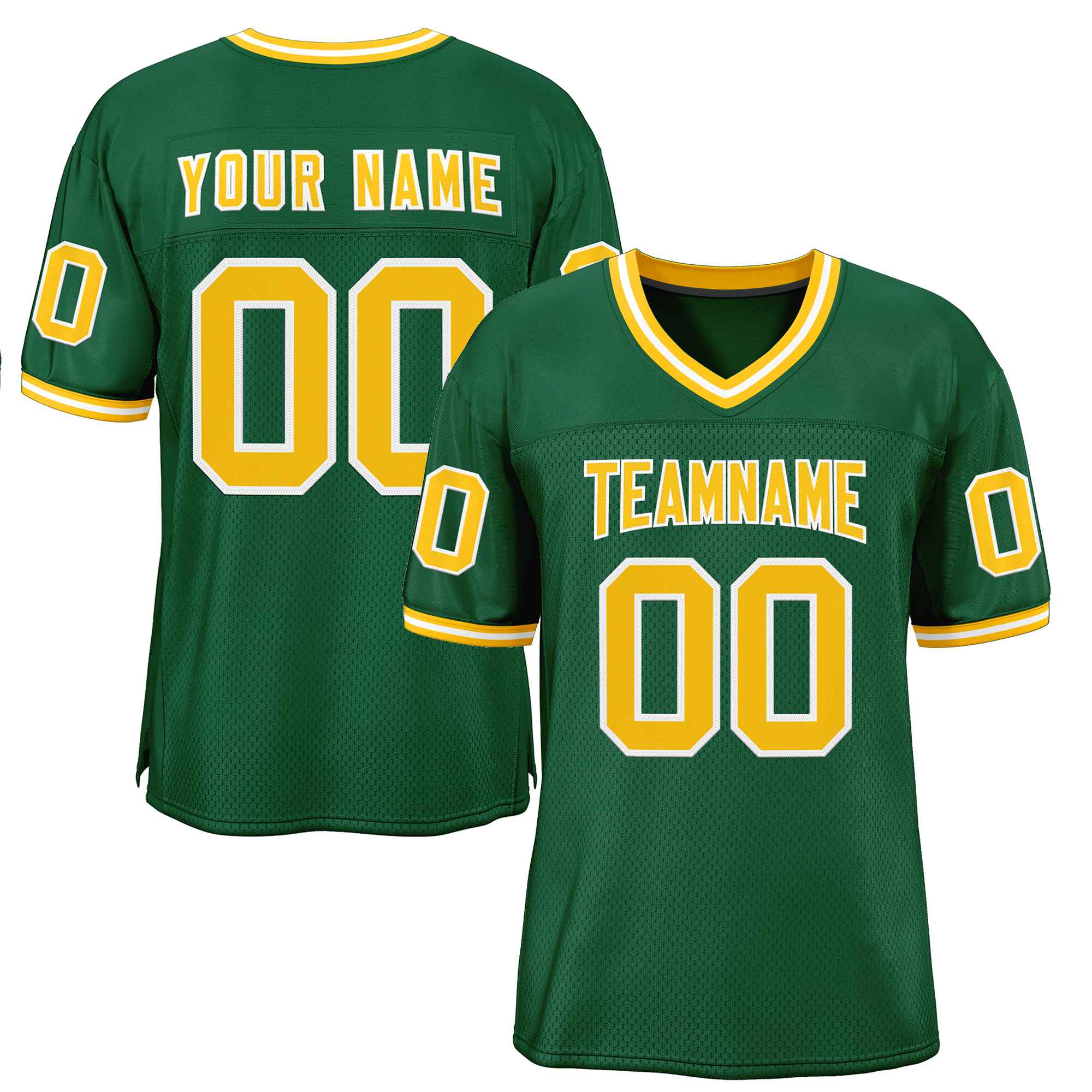 Custom Green Gold-White Classic Style Authentic American Football Jersey| KXKSHOP