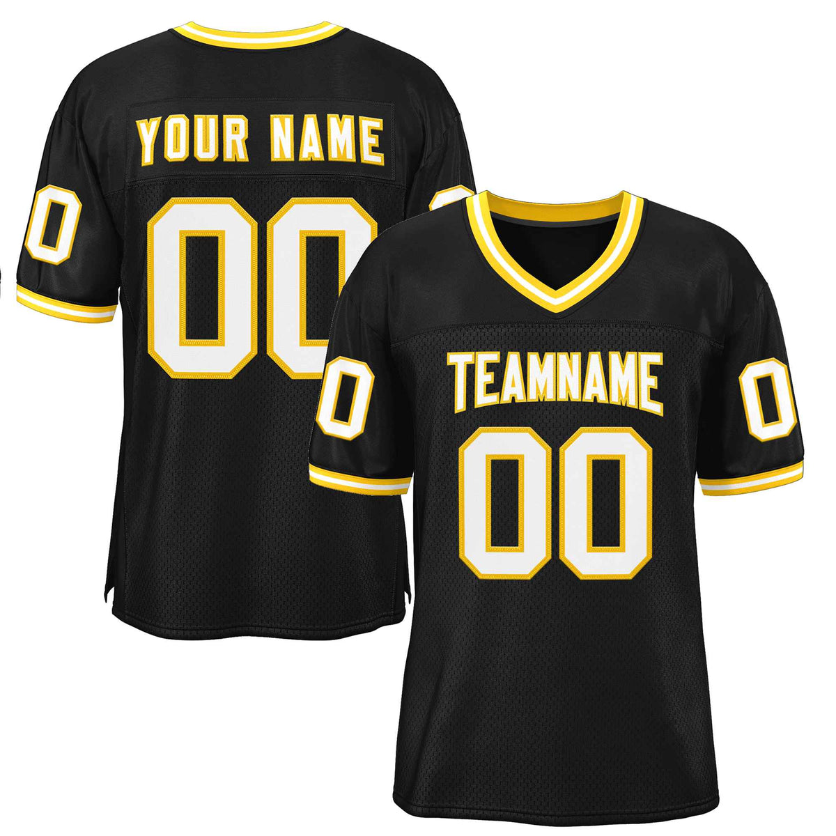 Custom Black White-Gold Classic Style Authentic American Football Jersey| KXKSHOP