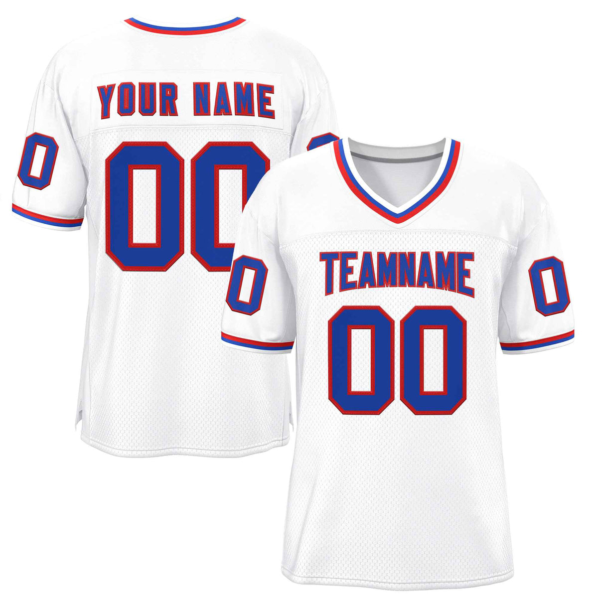 Custom White Royal-Red Classic Style Authentic American Football Jersey| KXKSHOP