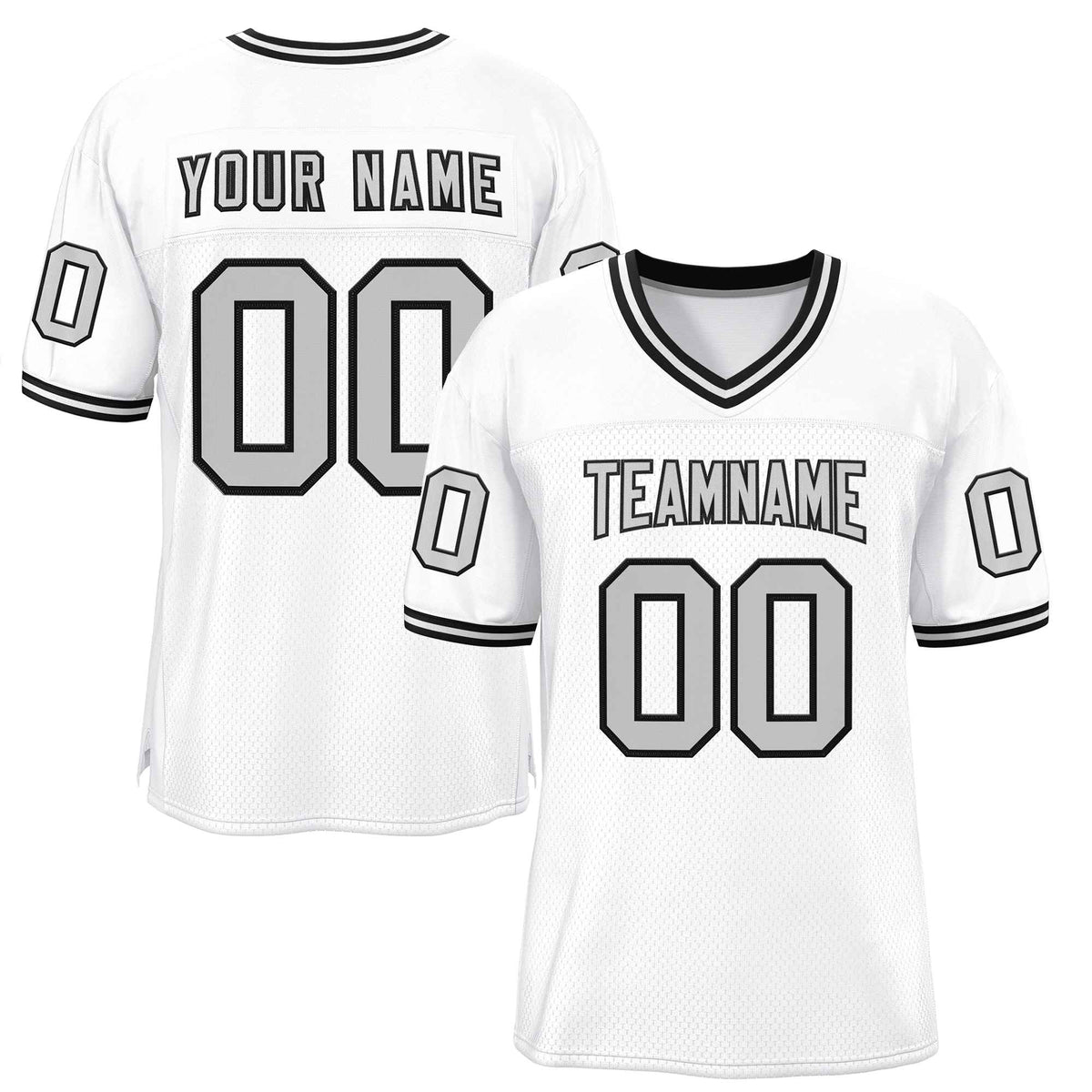 Custom White Gray-Black Classic Style Authentic American Football Jersey| KXKSHOP