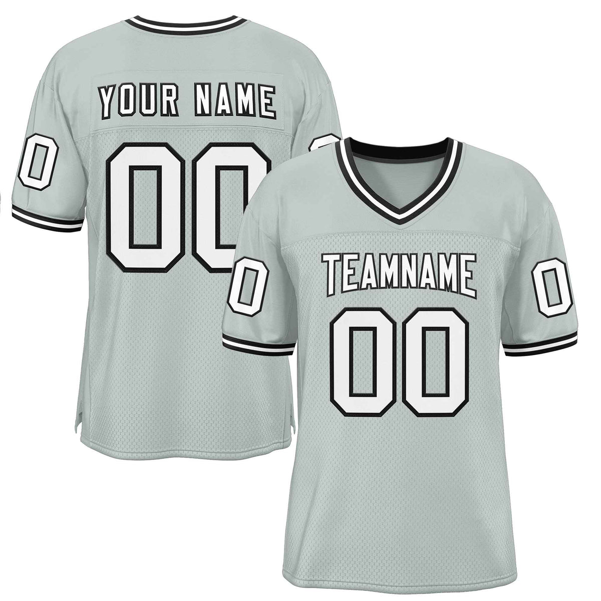 Custom Silver White-Black Classic Style Authentic American Football Jersey| KXKSHOP