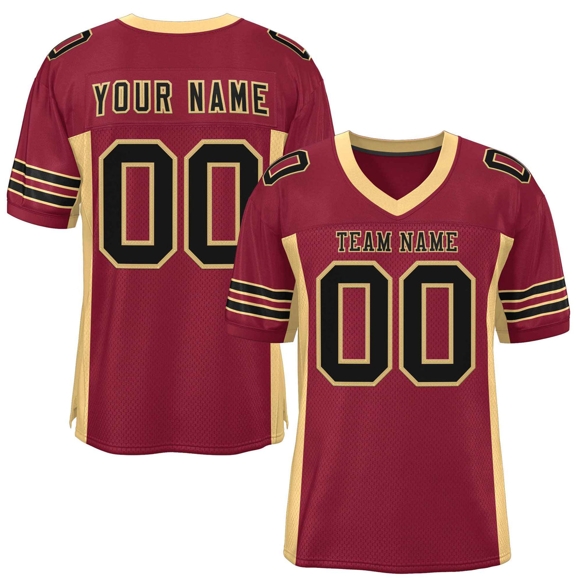 Custom Burgundy Khaki Insert Color Design Mesh American Football Jersey | KXKSHOP