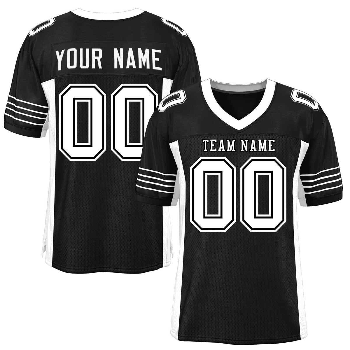Custom Black White Insert Color Design Mesh American Football Jersey | KXKSHOP