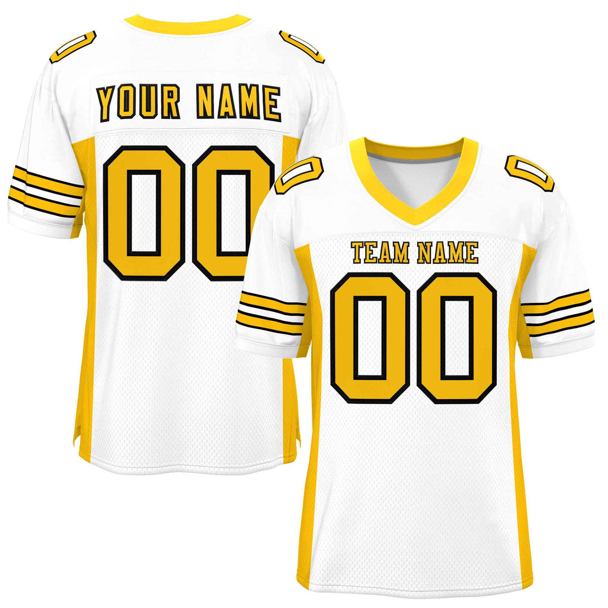 Custom White Yellow Insert Color Design Mesh American Football Jersey | KXKSHOP