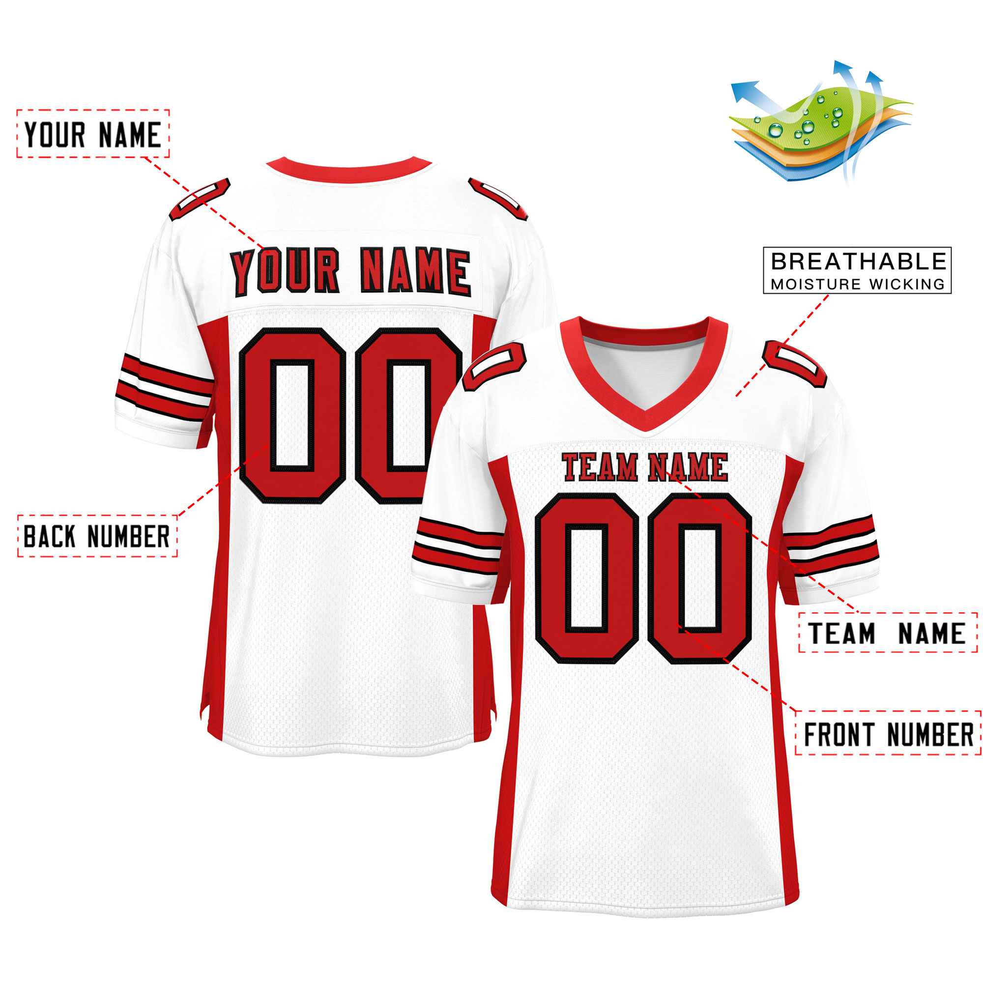 Custom Red Navy-White Classic Style Mesh American Football Jersey | KXKSHOP