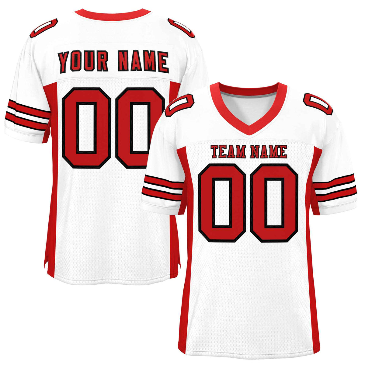 Custom White Red Insert Color Design Mesh American Football Jersey | KXKSHOP