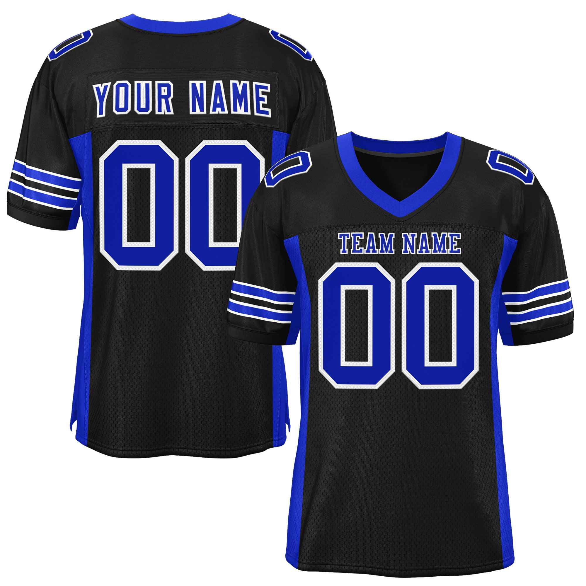 Custom Black Royal Insert Color Design Mesh American Football Jersey | KXKSHOP