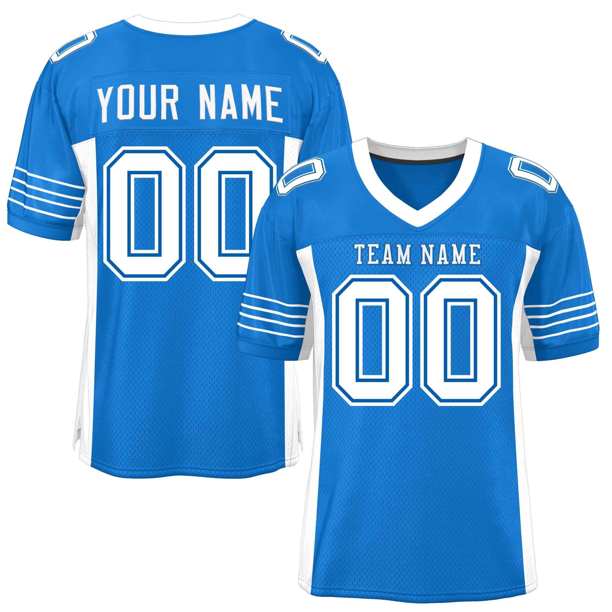 Custom Panther Blue White Insert Color Design Mesh American Football Jersey | KXKSHOP