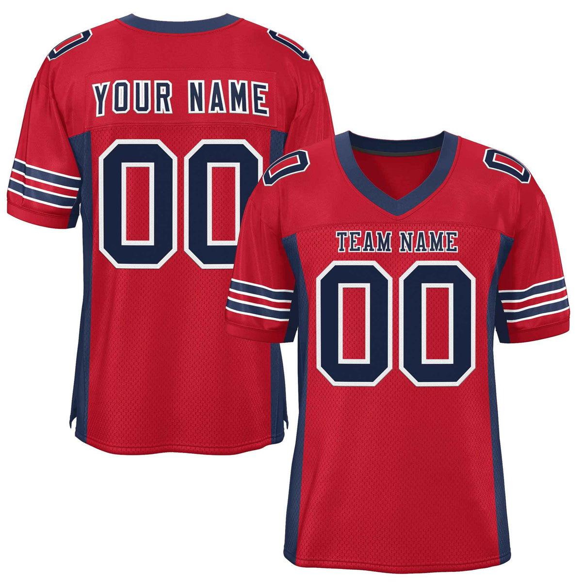 Custom Red Navy Insert Color Design Mesh American Football Jersey | KXKSHOP