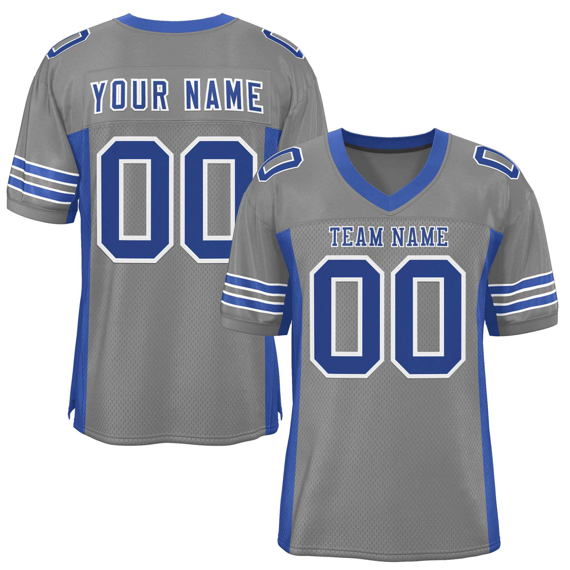 Custom Gray Royal Insert Color Design Mesh American Football Jersey | KXKSHOP