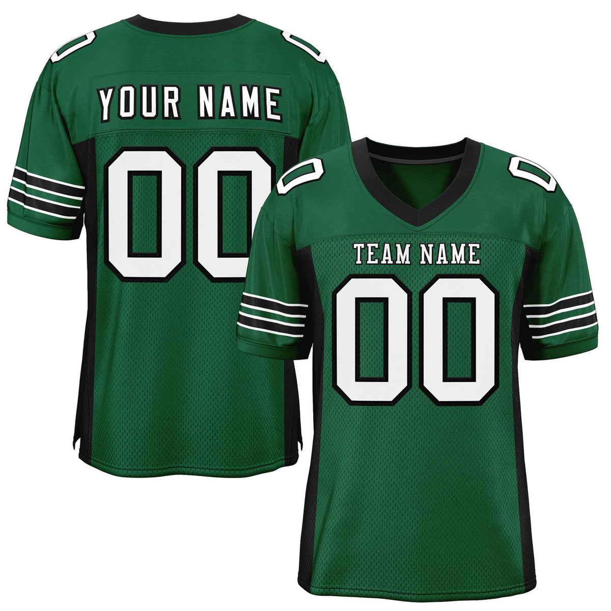 Custom Green Black Insert Color Design Mesh American Football Jersey | KXKSHOP
