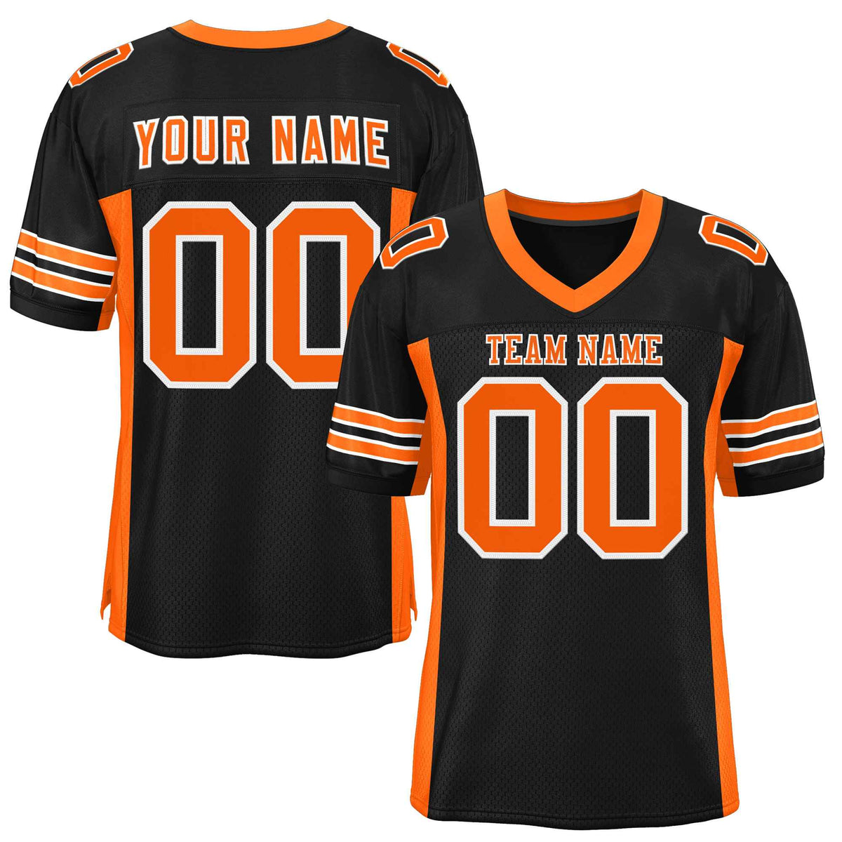 Custom Black Orange Insert Color Design Mesh American Football Jersey | KXKSHOP