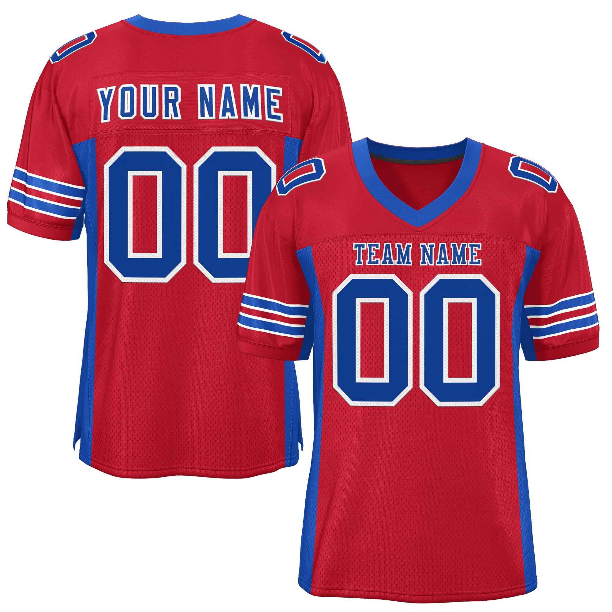 Custom Red Royal Insert Color Design Mesh American Football Jersey | KXKSHOP