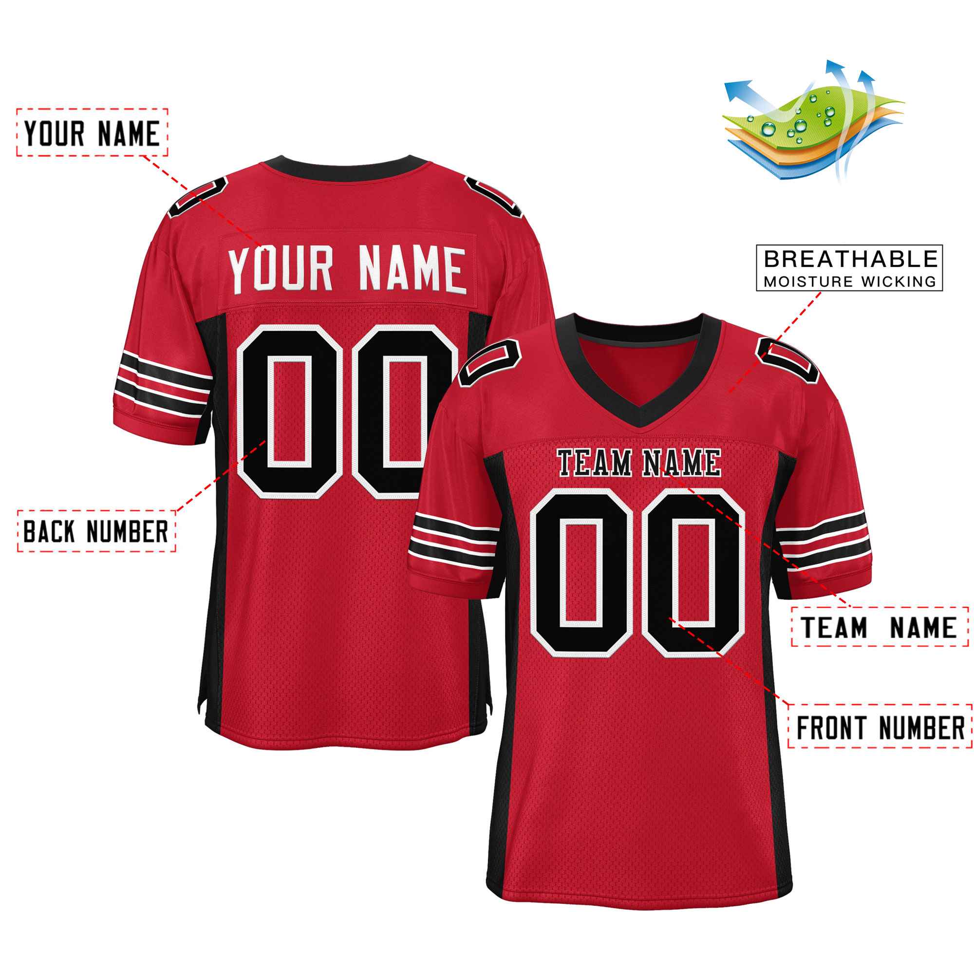 Custom Red Navy-White Classic Style Mesh American Football Jersey | KXKSHOP