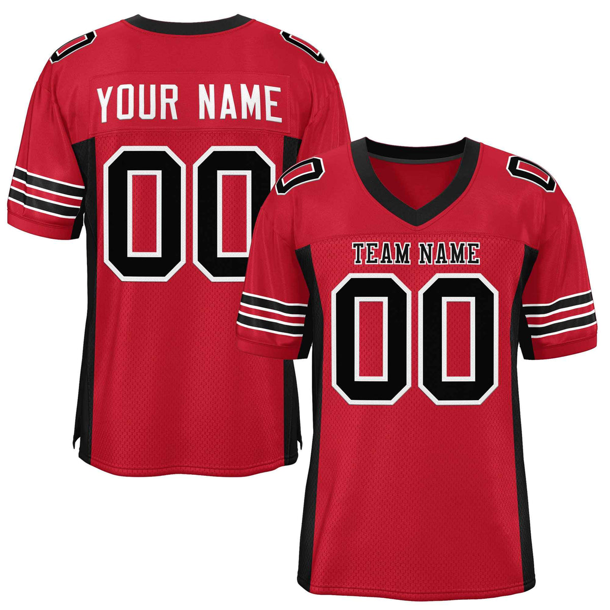 Custom Red Black Insert Color Design Mesh American Football Jersey | KXKSHOP