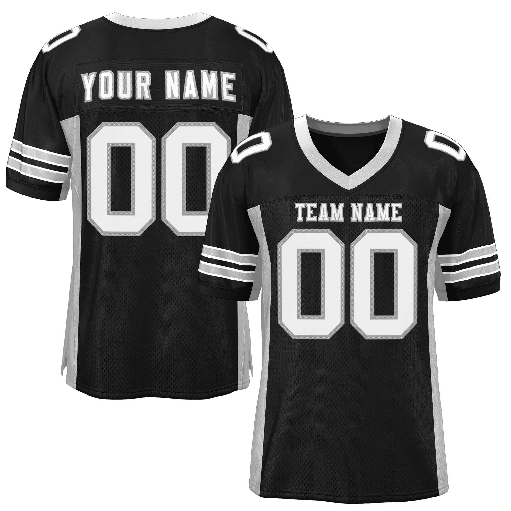 Custom Black Light Gray Insert Color Design Mesh American Football Jersey | KXKSHOP
