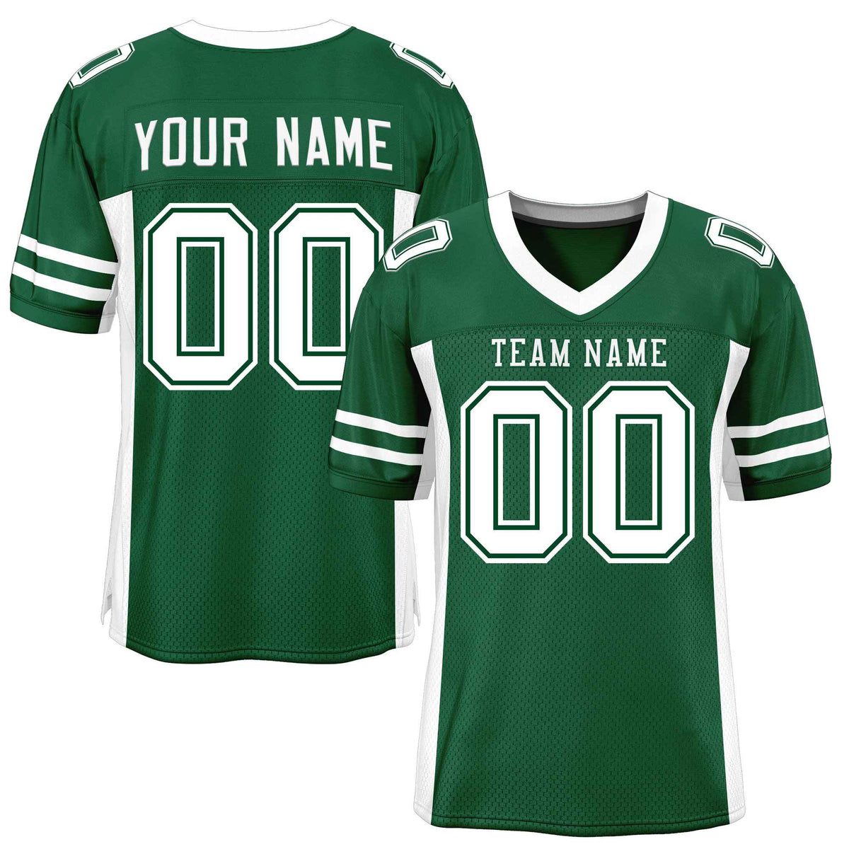 Custom Green White Insert Color Design Mesh American Football Jersey | KXKSHOP